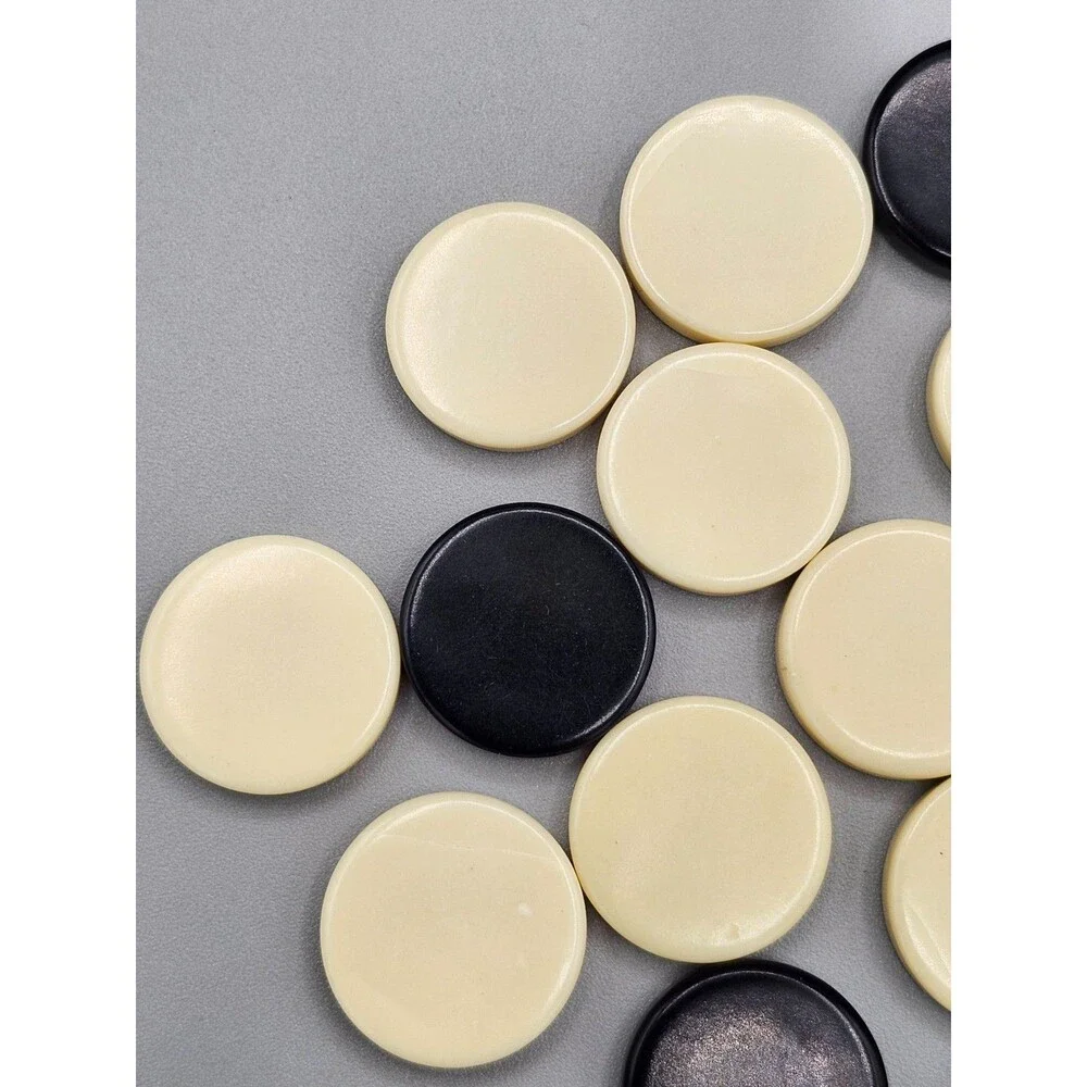 Vintage Lot of 29 Backgammon Chips Lot White Cream & Black 3/4